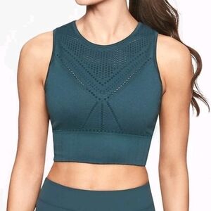 ATHLETA Size Small Trophy Seamless Bralette / Sports Bra Dark Teal Abyss W Pads